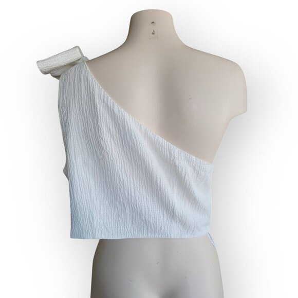Top Shop One-Shoulder White Summer Top Size 10 - Picture 4 of 11